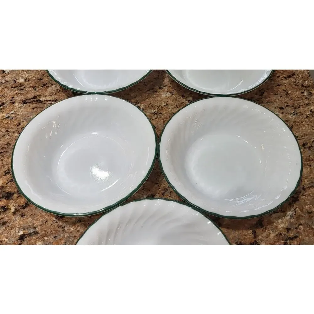 Set of 5: Corelle Callaway Ivy Soup Salad Bowls White Green Rim